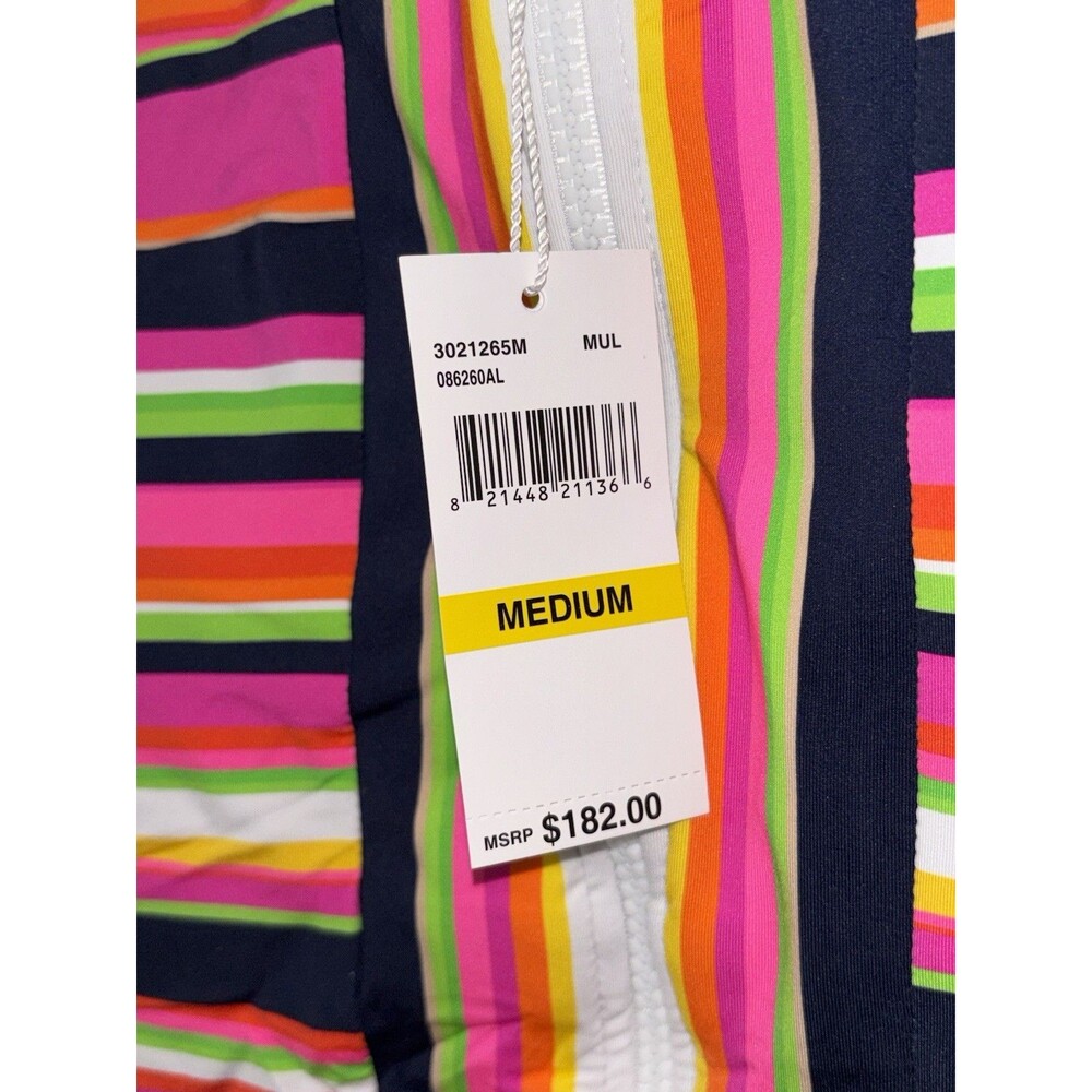Trina Turk Striped Paddle Suit Rash Guard Medium Swimsuit MSRP: $182.00 - Picture 3 of 7